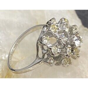 Vintage UNCAS Signed Sterling‎ Silver 925 Rhinestone Dome Ring Size 7.25 - 4.88g
